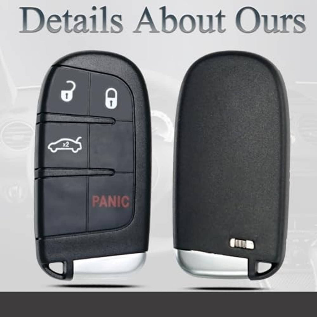Key fob front and back in black plastic, with key ring loop on bottom