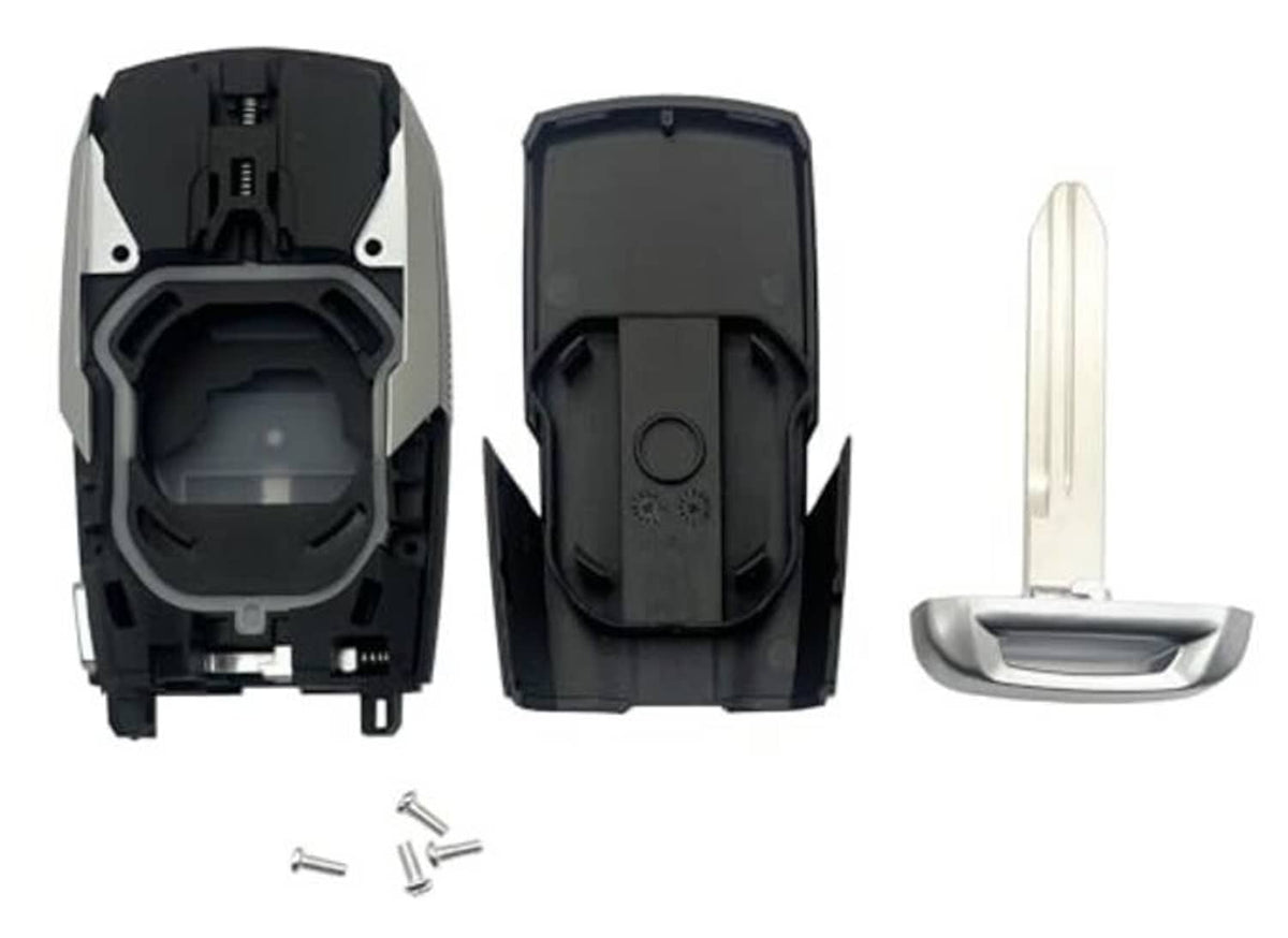 Open key fob cover shell interior with key blade and silver outer housing