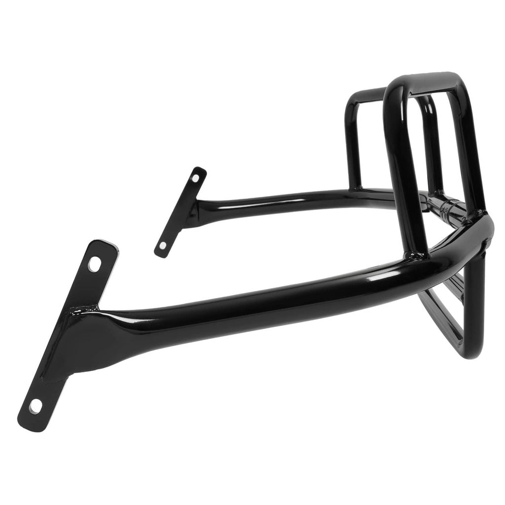 Black powder-coated front brush guard support bar with mounting brackets