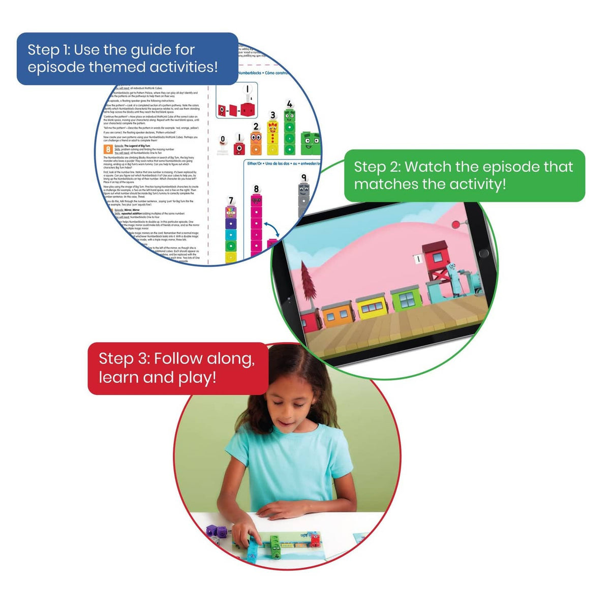 Numberblocks 1-10 activity instructions with numbered cube build and play steps