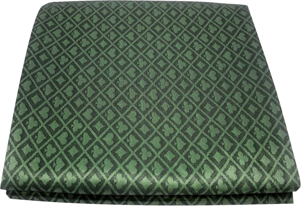 Folded green poker table speed cloth with diamond grid pattern