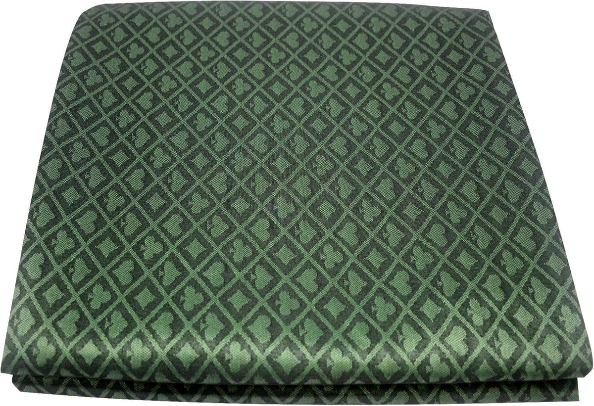 Folded green poker table speed cloth with diamond grid pattern