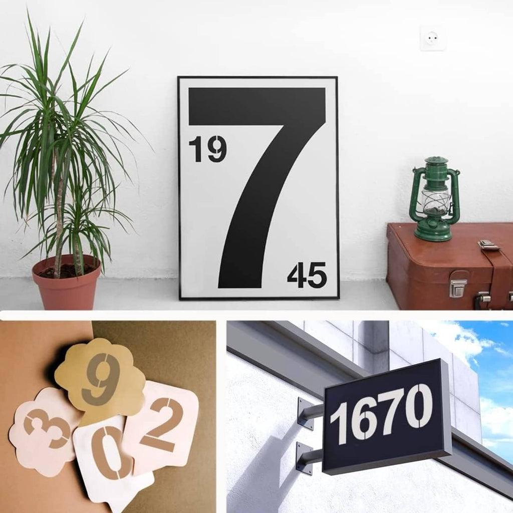 12-inch number stencil kit with bold digits used for display numbers 7, 19, and 45
