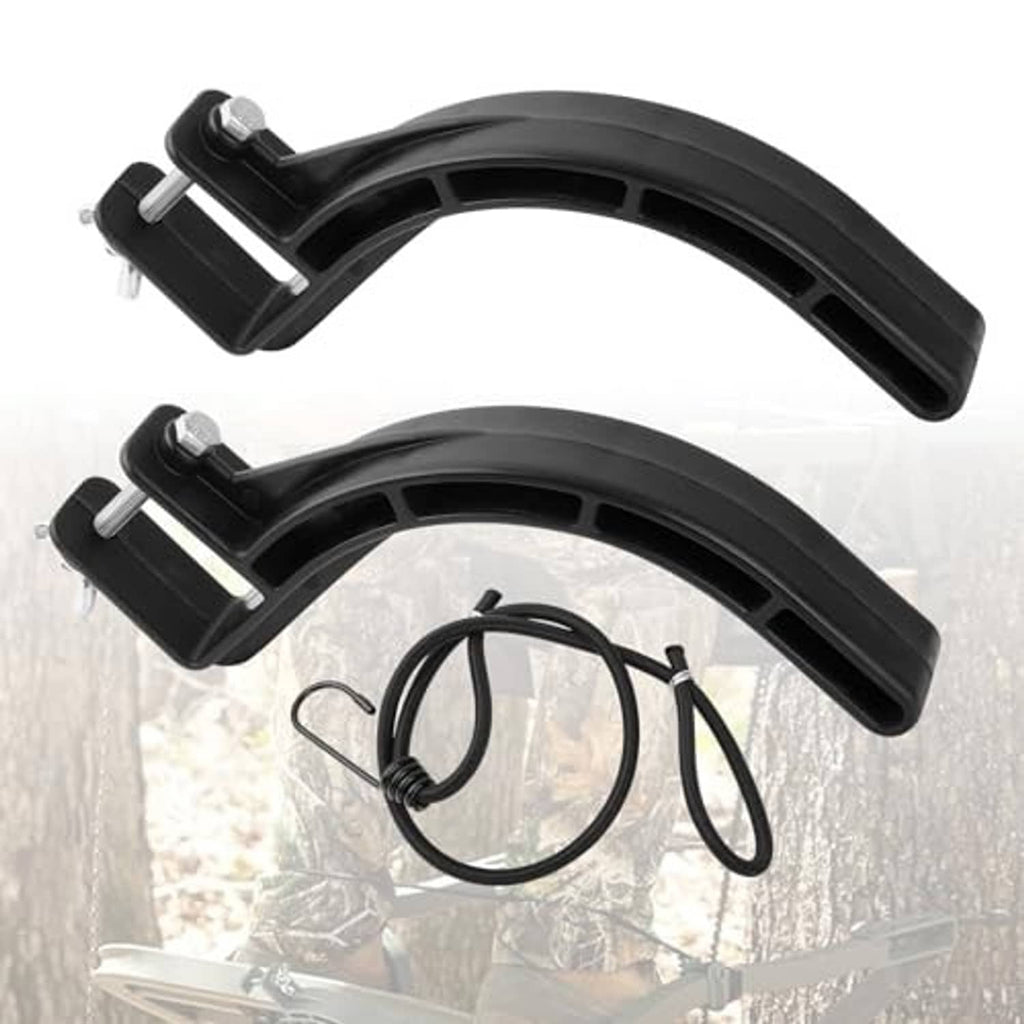 Climbing tree stand stirrups with elastic rope, black horseshoe brackets with rope