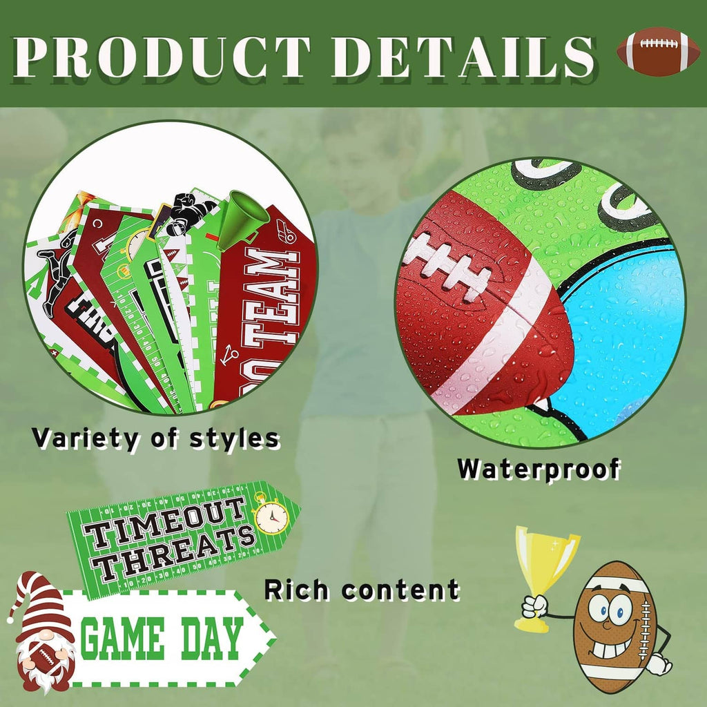 Soccer party sign set with waterproof printed pennant designs in multiple styles