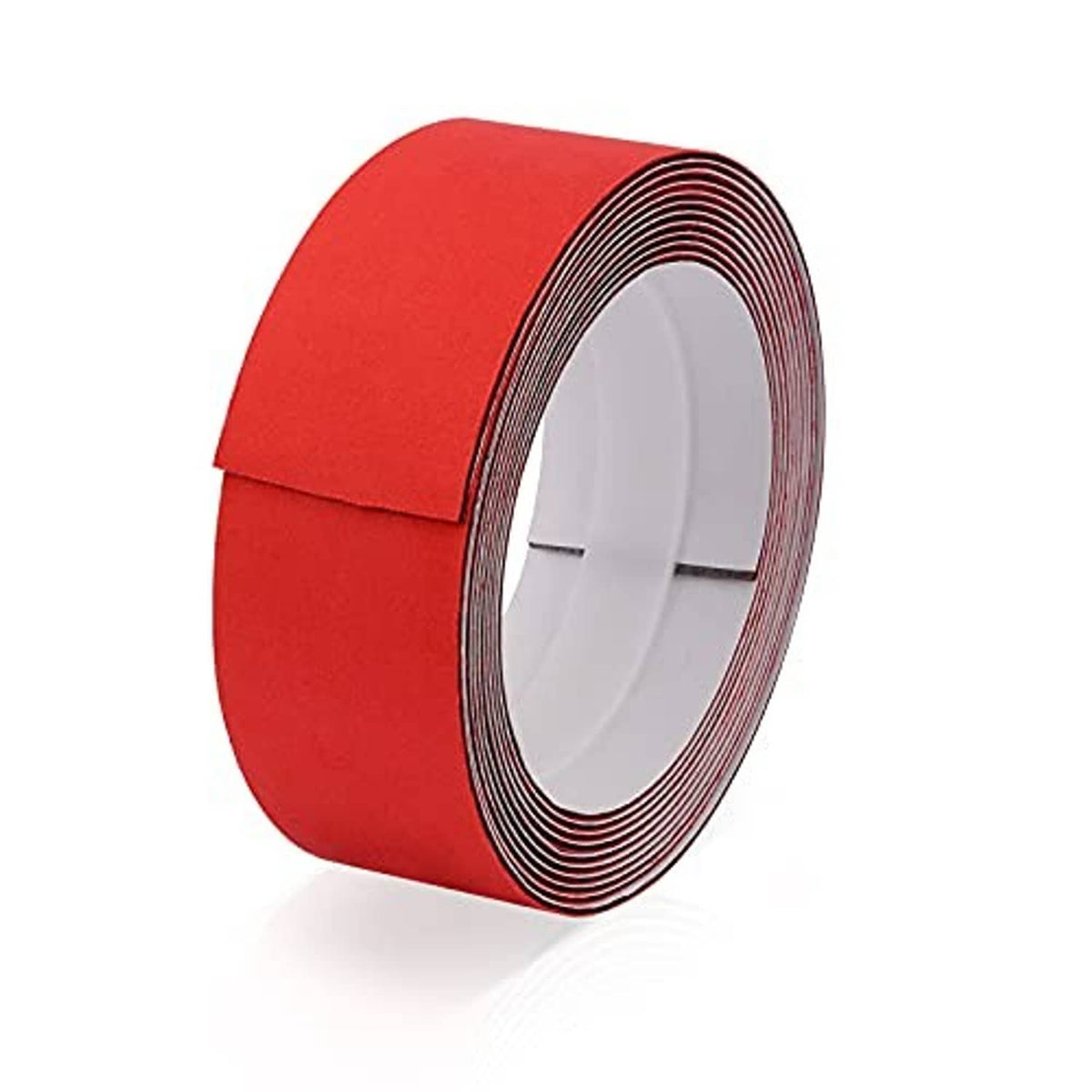 Red micro felt squeegee buffer roll, curved adhesive edge