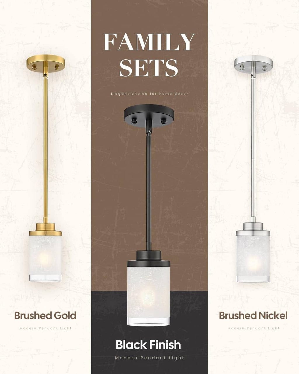 Black-finish pendant light with frosted glass cylinder shade and round ceiling canopy.