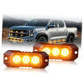 2-pack amber LED strobe warning lights with clear lenses and side mounting holes