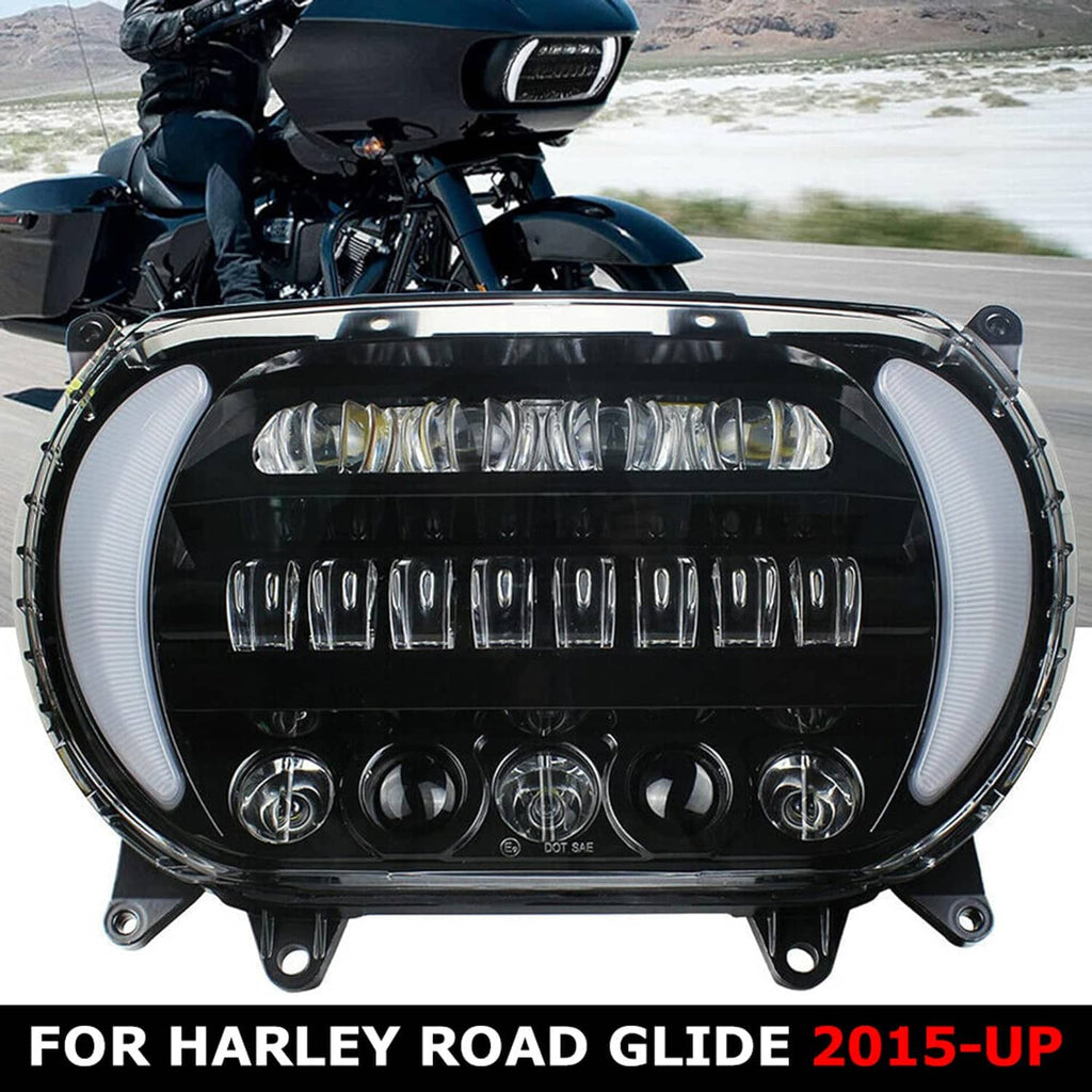 Front LED headlight kit with clear lens and multi-row DRL and turn signal lights