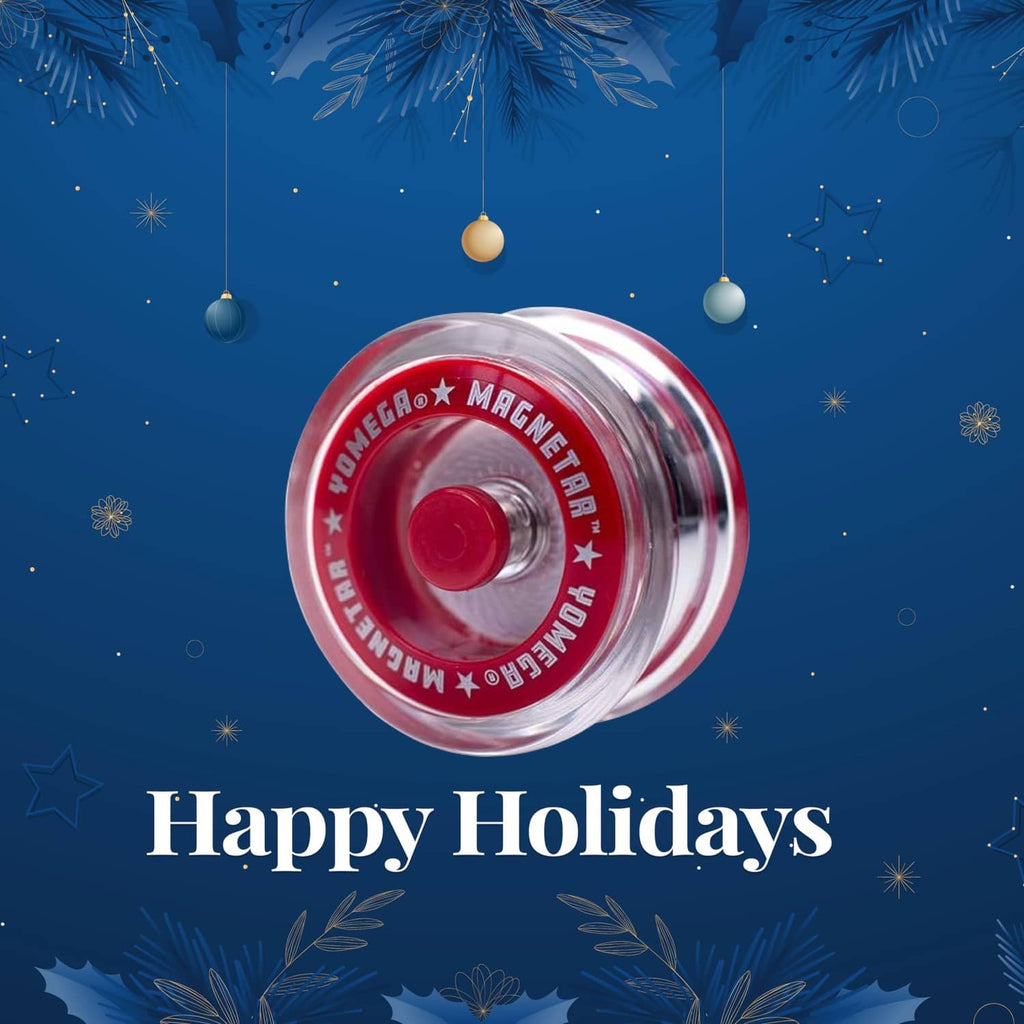 Clear responsive yo-yo with red hub and silver rim, star logo details