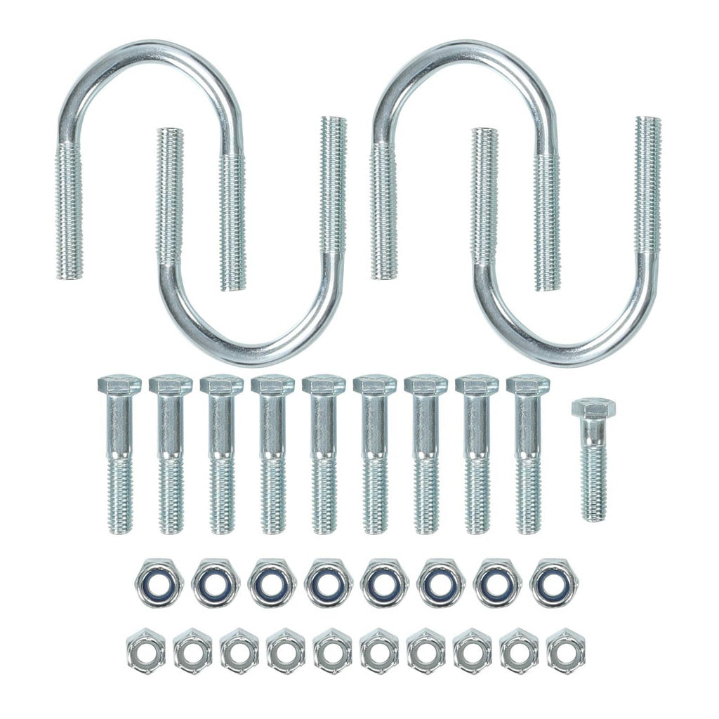 Lift kit hardware set: U-bolts, bolts, and washers in zinc finish