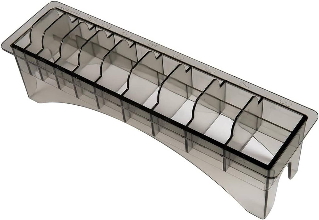 10-slot clipper guard holder organizer with clear body and black divider slots