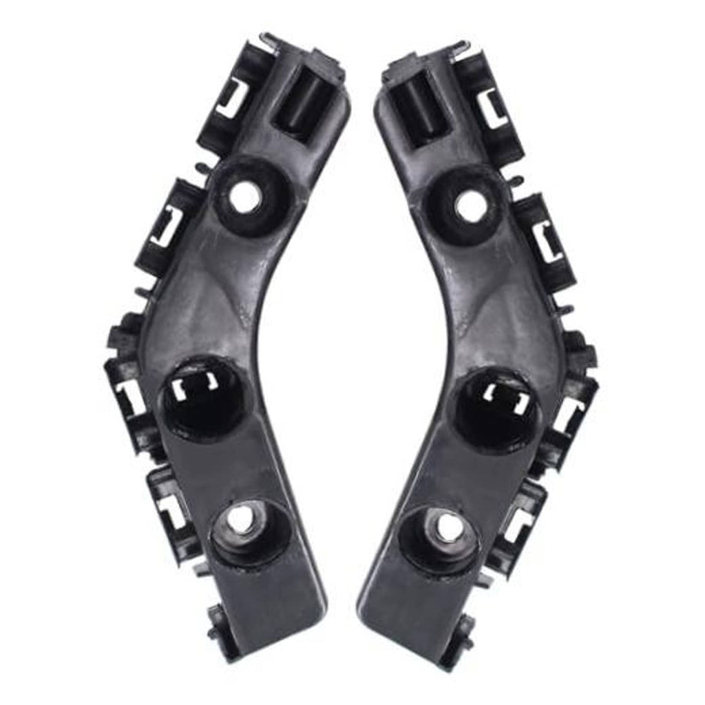 Pair of dark gray bumper retainer brackets with mounting holes and clips
