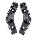 Pair of dark gray bumper retainer brackets with mounting holes and clips