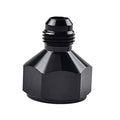 Black AN flare reducer adapter with hex body and threaded fitting