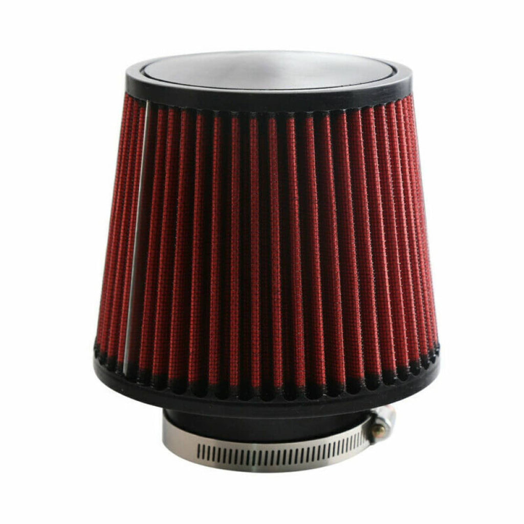 3-inch cold air intake filter with red cone and black base