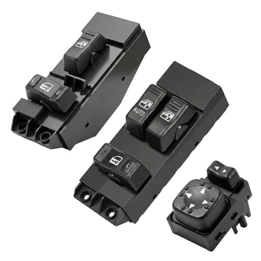 Black power window switch set with auto, up/down, and lock/mirror button controls