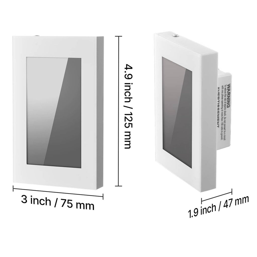 Thermostat size diagram showing front and side measurements