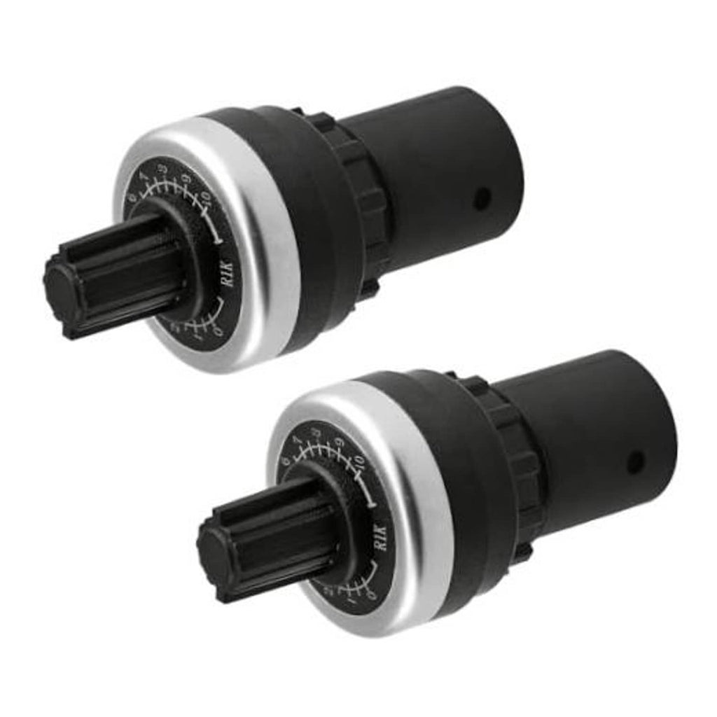 Rotary variable speed drive potentiometer with metal face and black housing, 2-pack