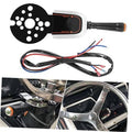Marine engine trim control switch with black panel, silver housing, orange window, wiring