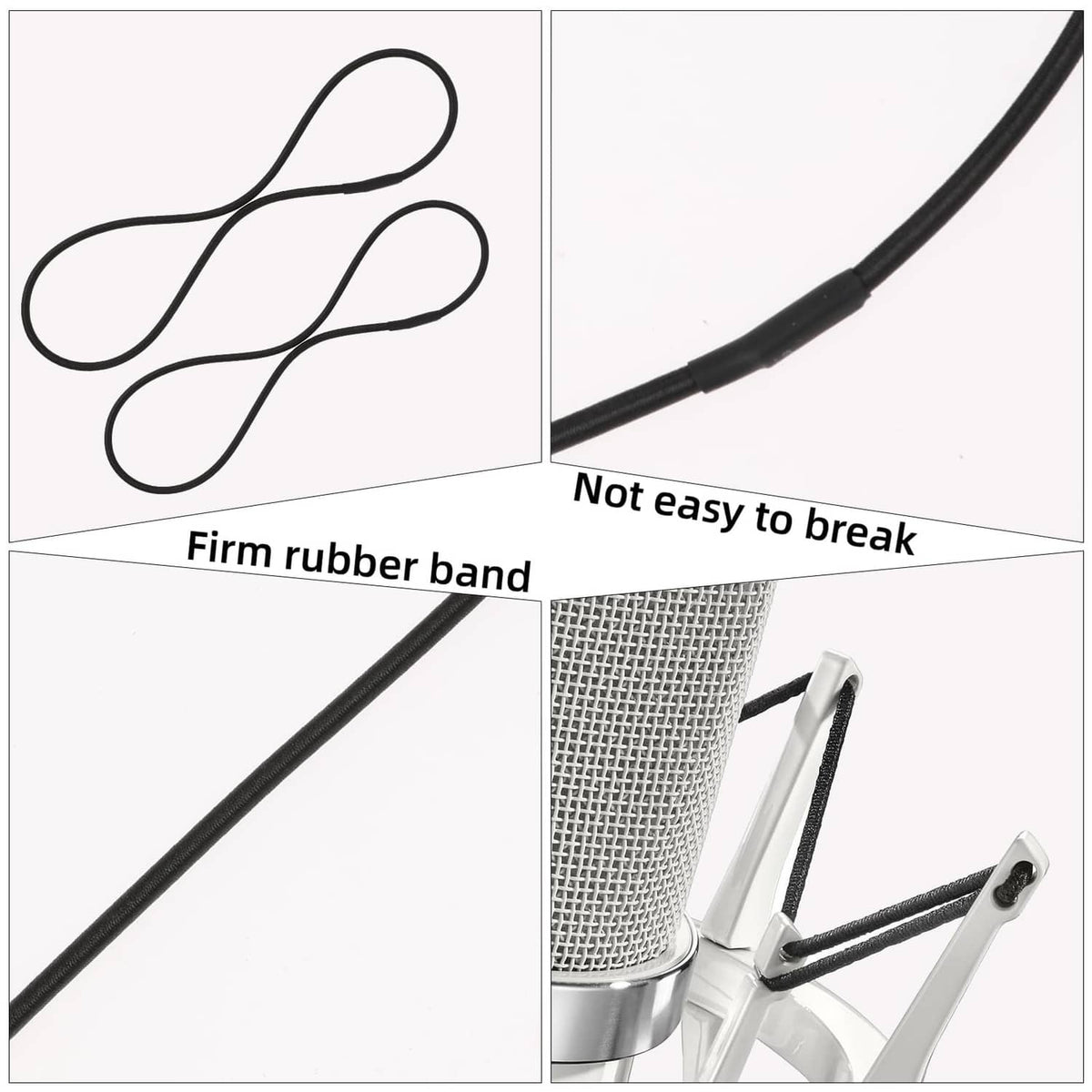Black elastic rubber shock mount rings, flexible loops with break-resistant design
