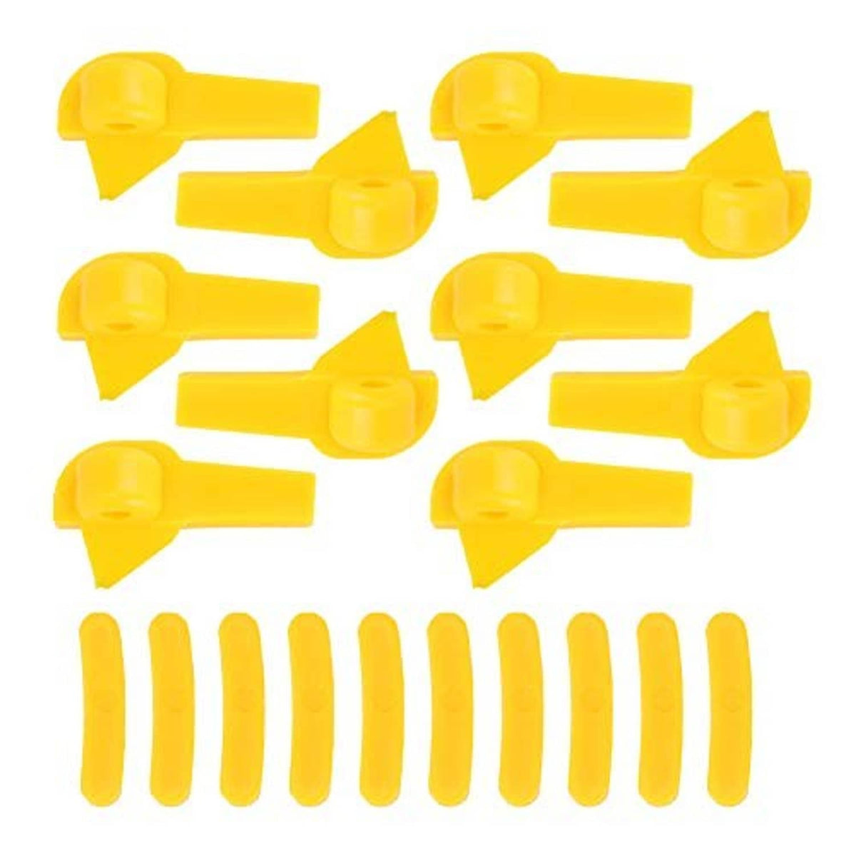 Yellow tire changer duck head inserts with flat mounting tabs and hook-style tips