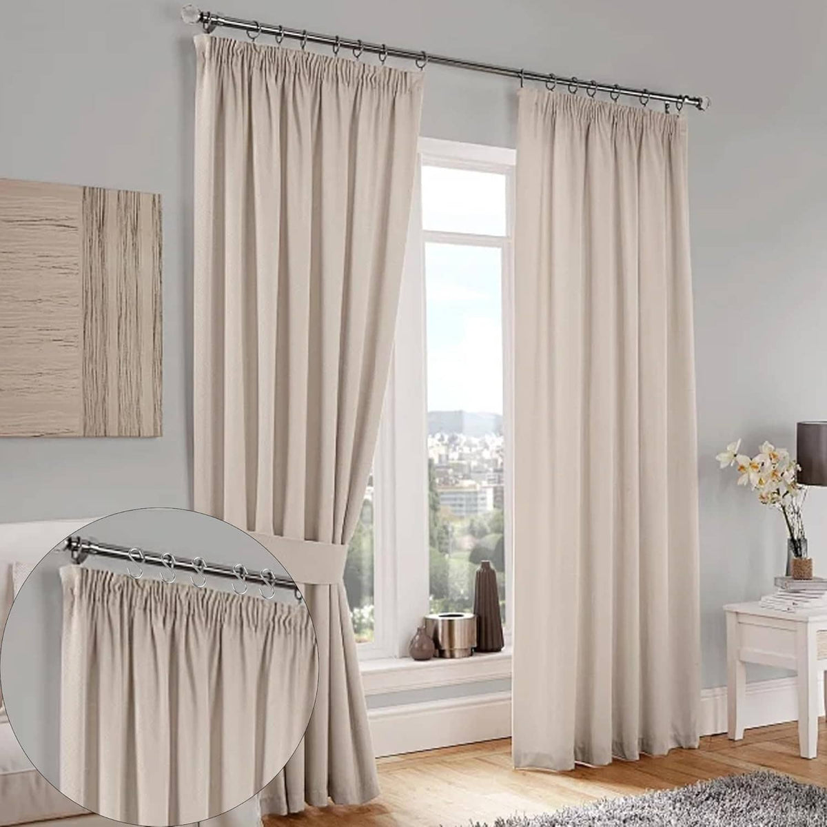 Stainless steel S hook icon shown for hanging curtains or accessories