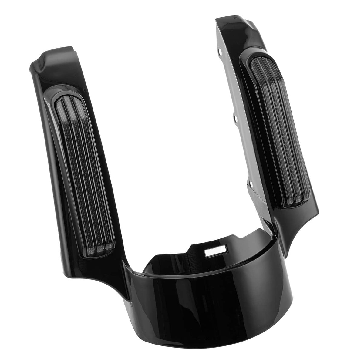 Assembled LED rear fascia light bars in black housings, unlit