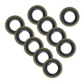 10 oil drain plug crush gaskets, metal with dark rubber sealing ring, circular washers