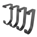 Set of 4 black flat-top storage hooks with mounting plates and curved ends