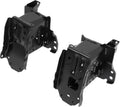 Front bumper reinforcement impact bracket set, black metal plates with bolt holes and brackets