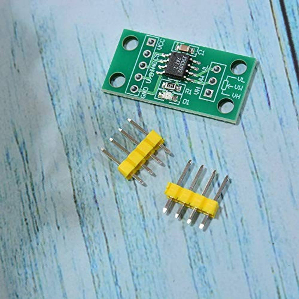 Green PCB digital potentiometer module with yellow pin connectors and pins