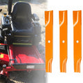Orange mower deck blade set (3 blades) with mounting holes