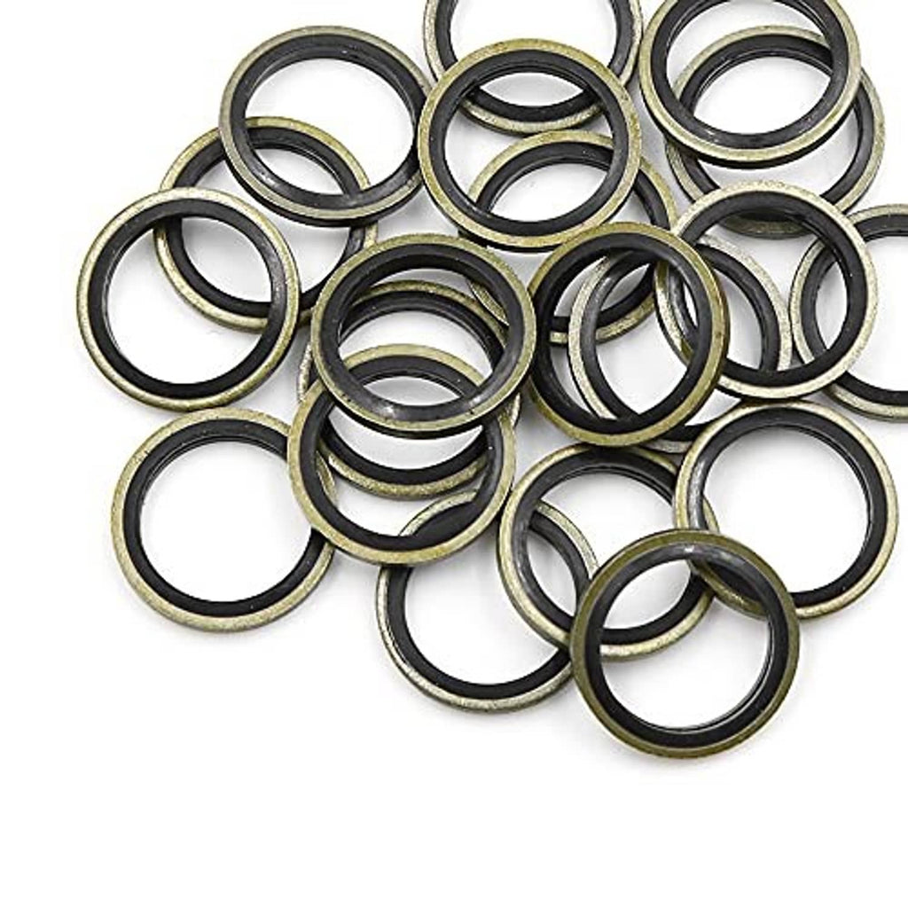 20 engine oil drain plug crush washers, round metal rings with black inner gasket