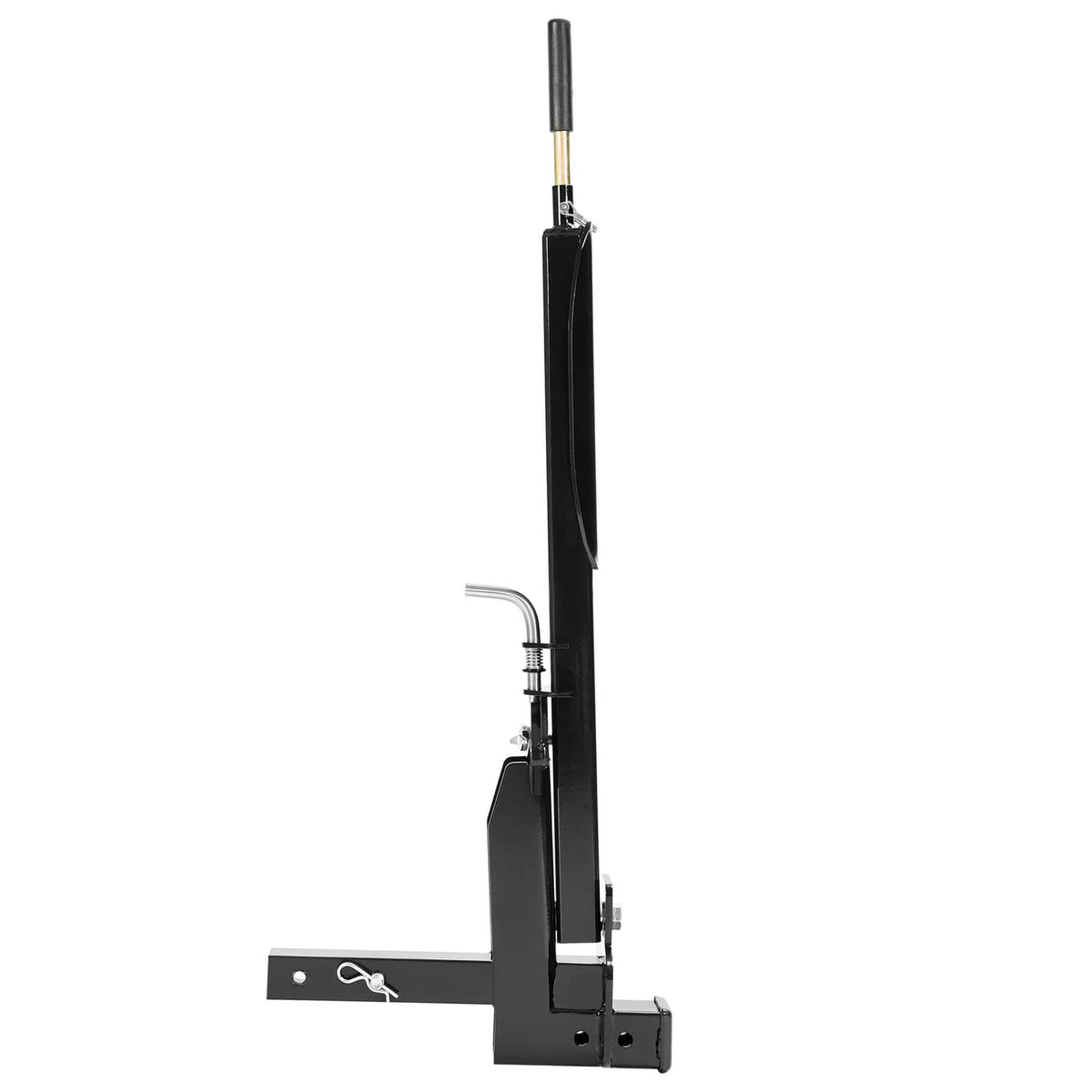 RV dually spare tire carrier with black steel frame and 2-inch drop mount