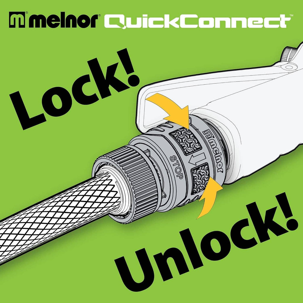 Quick Connect graphic showing gray and yellow quick-connect couplers