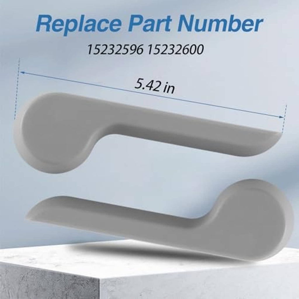 Gray seat recliner handle levers shown with size measurement and part numbers