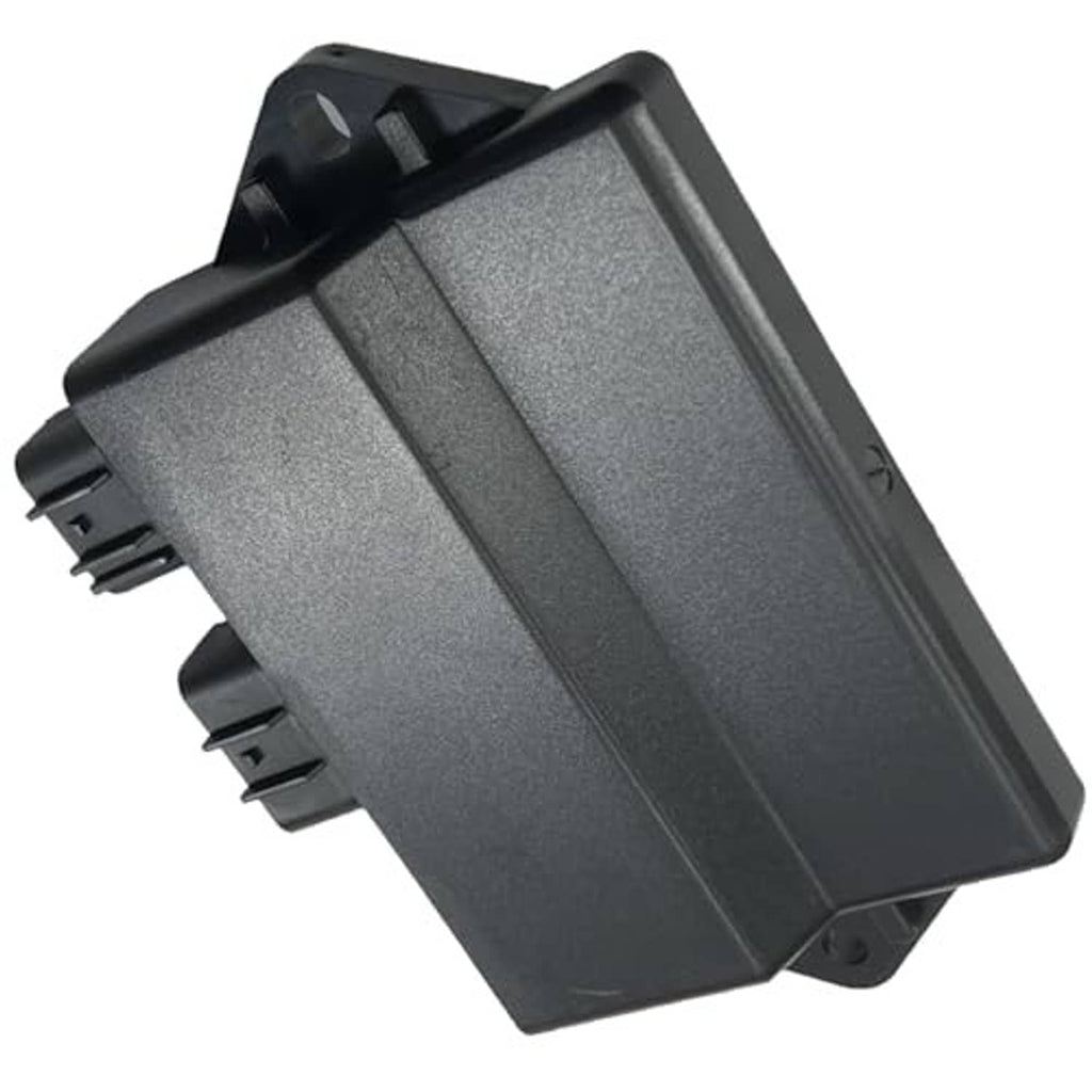 CDI ignition module angled view with ribbed black housing and multi-pin connector edge