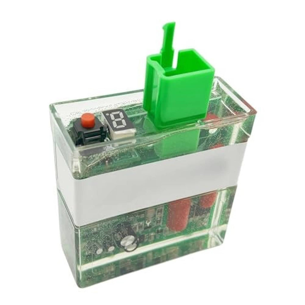 5-pin CDI box ignition control unit with green housing, clear shell, and orange button