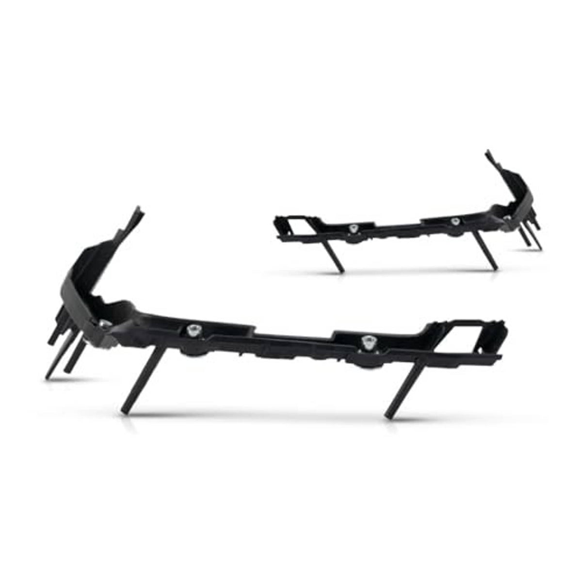 Black front bumper cover support frame pieces with mounting tabs