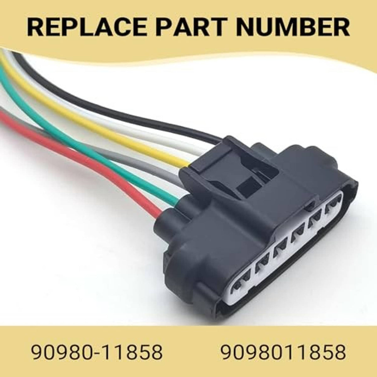 Replacement 6-pin throttle position sensor pigtail connector with multi-colored wires