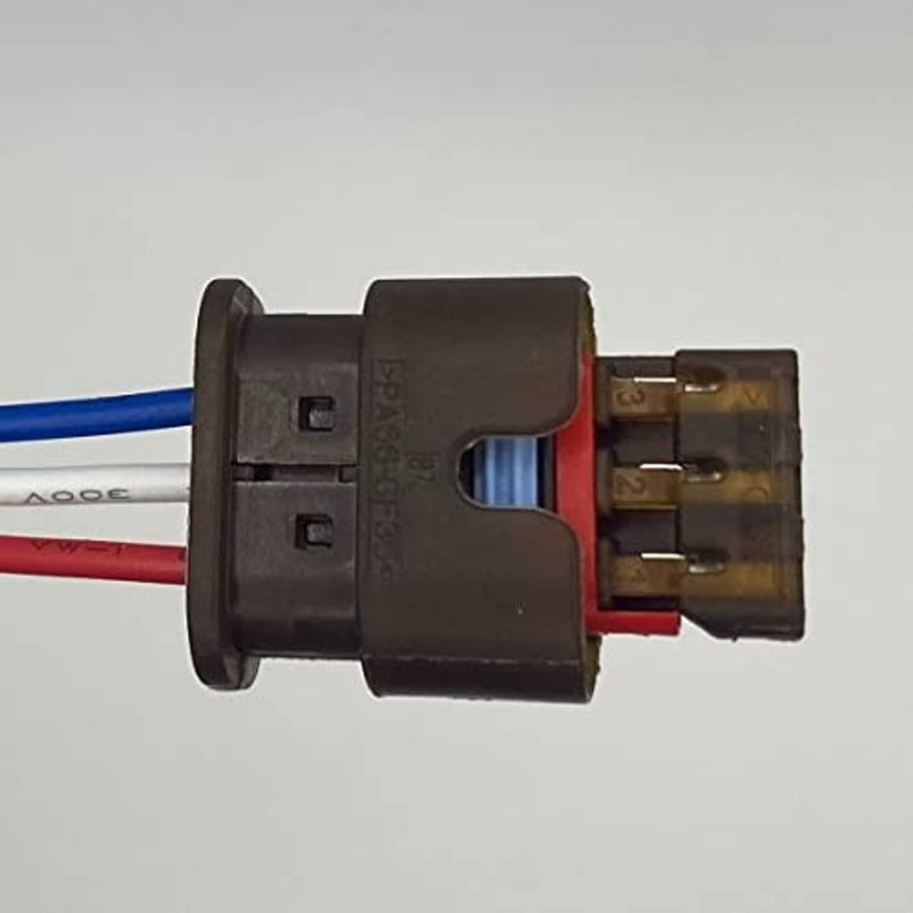 Camshaft position sensor connector wiring harness, black connector with brass terminals and red wire