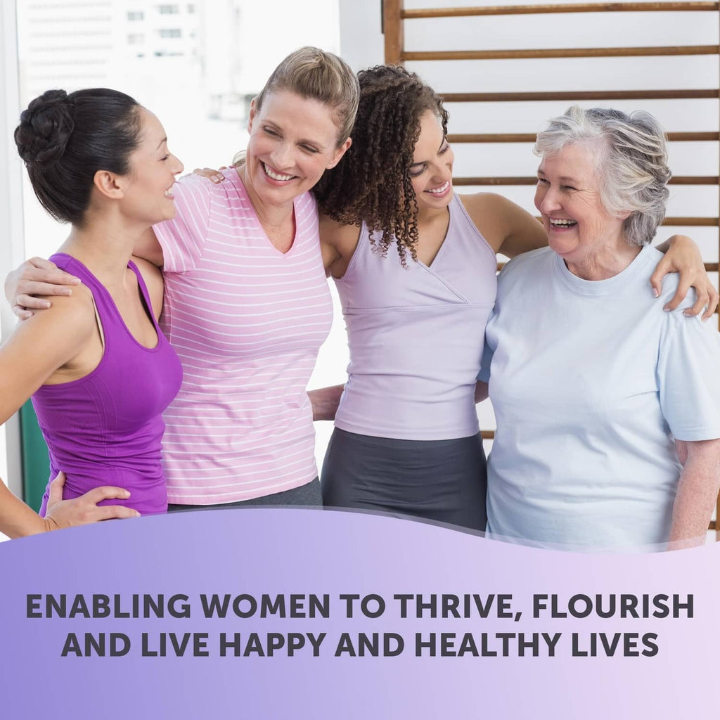 Vulva Harmony community benefits promotional graphic with group of smiling women