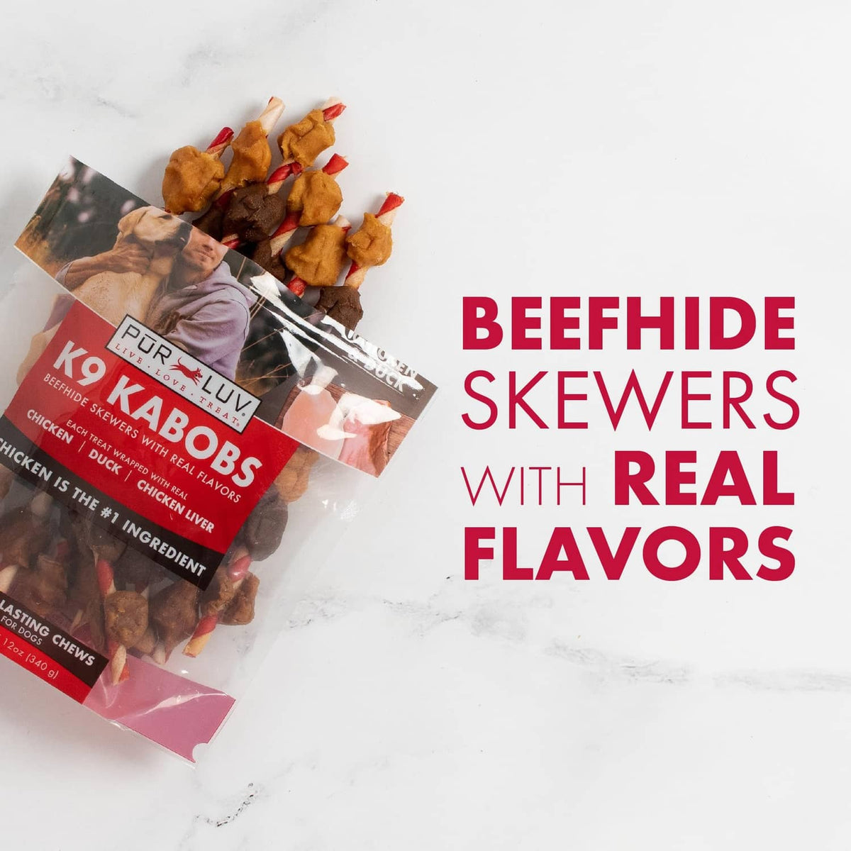Beefhide skewer dog treats with Pur Luv K9 Kabobs pouch