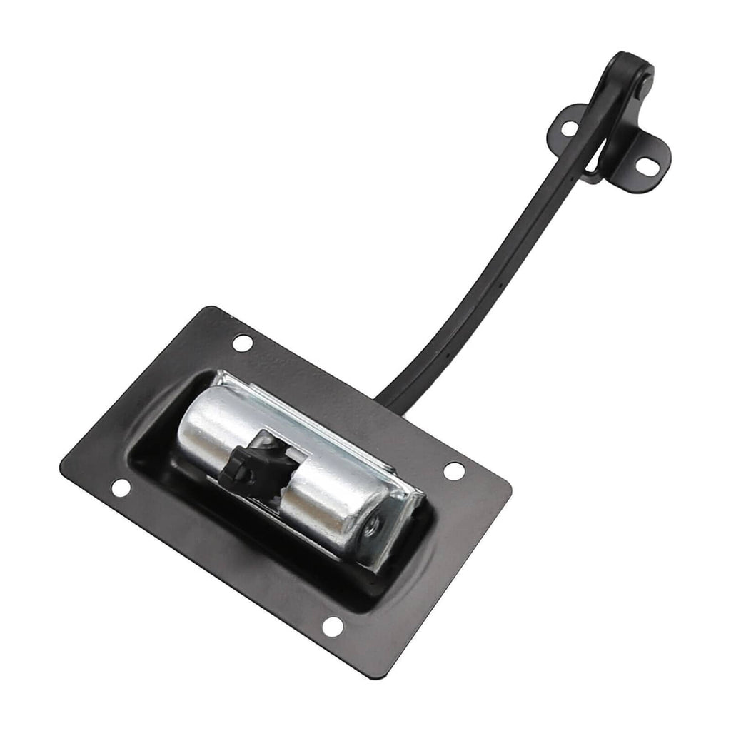 Black mounting bracket with silver latch and curved check strap retaining arm