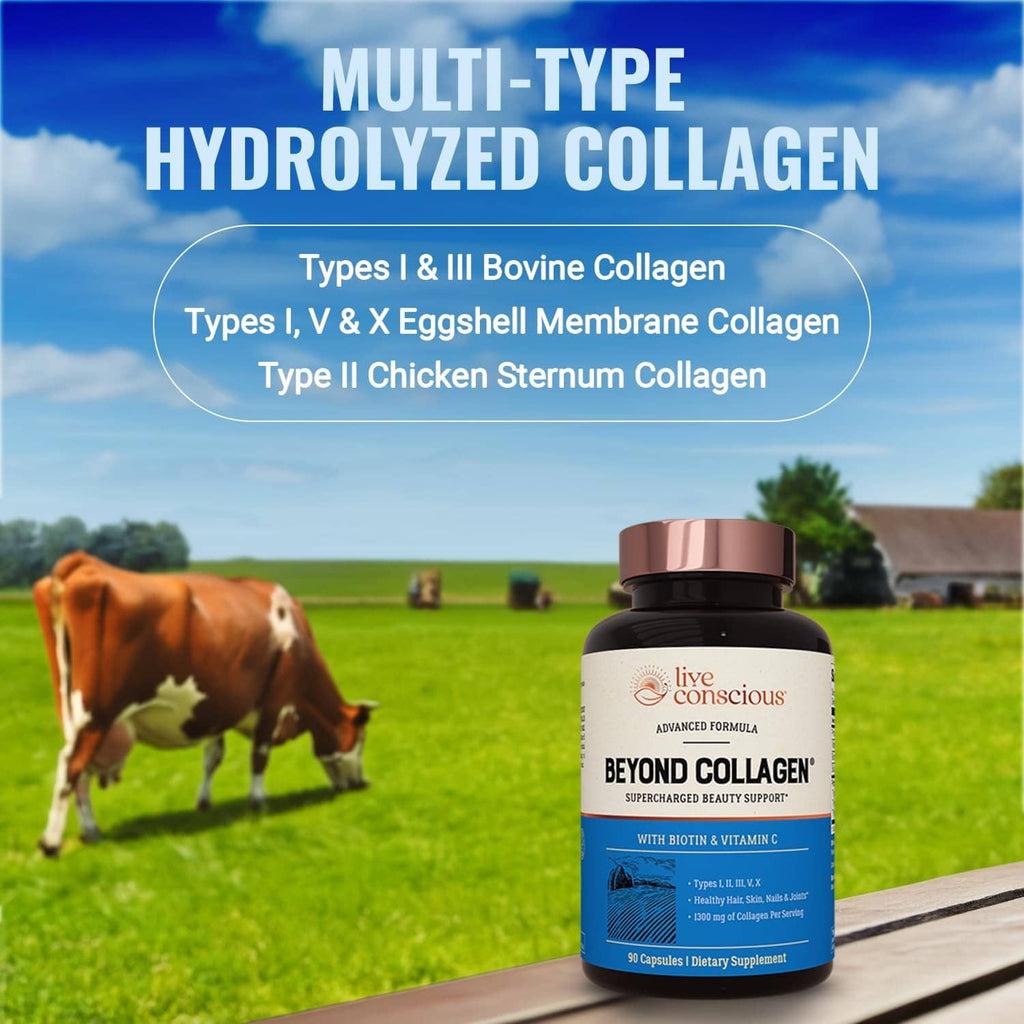 Beyond Collagen collagen supplement bottle with rose-gold cap