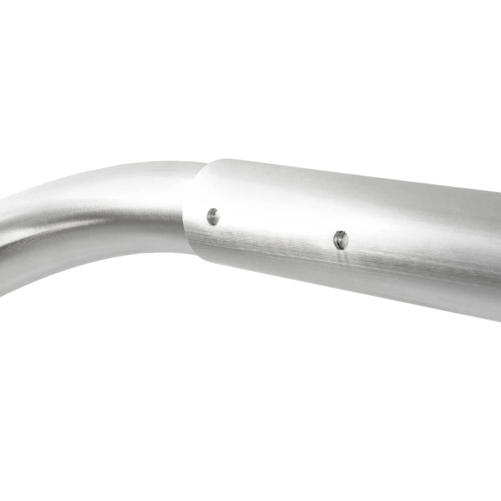 Aluminum wakeboard tower tubing elbow with two mounting bolts and smooth curved pipe