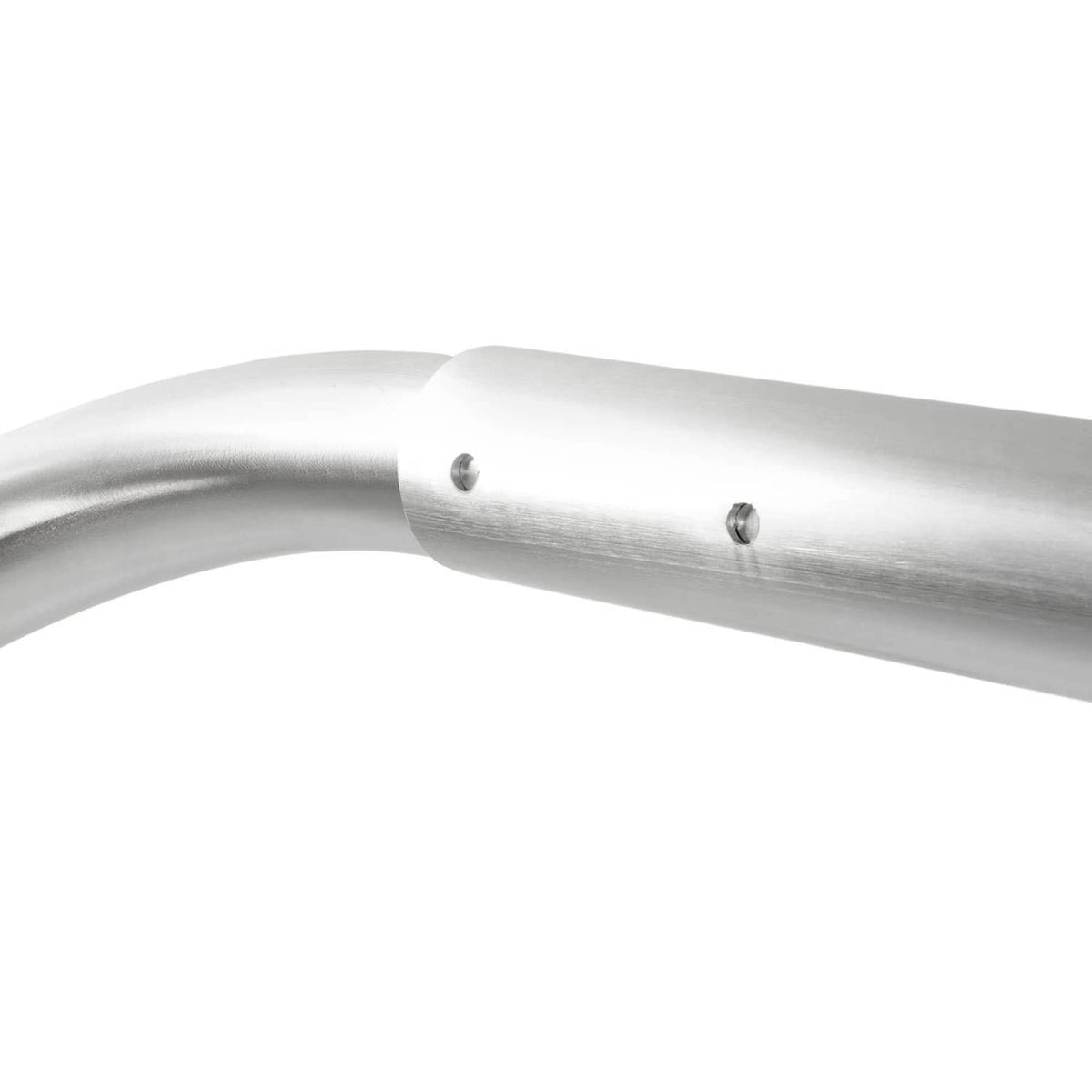 Aluminum wakeboard tower tubing elbow with two mounting bolts and smooth curved pipe
