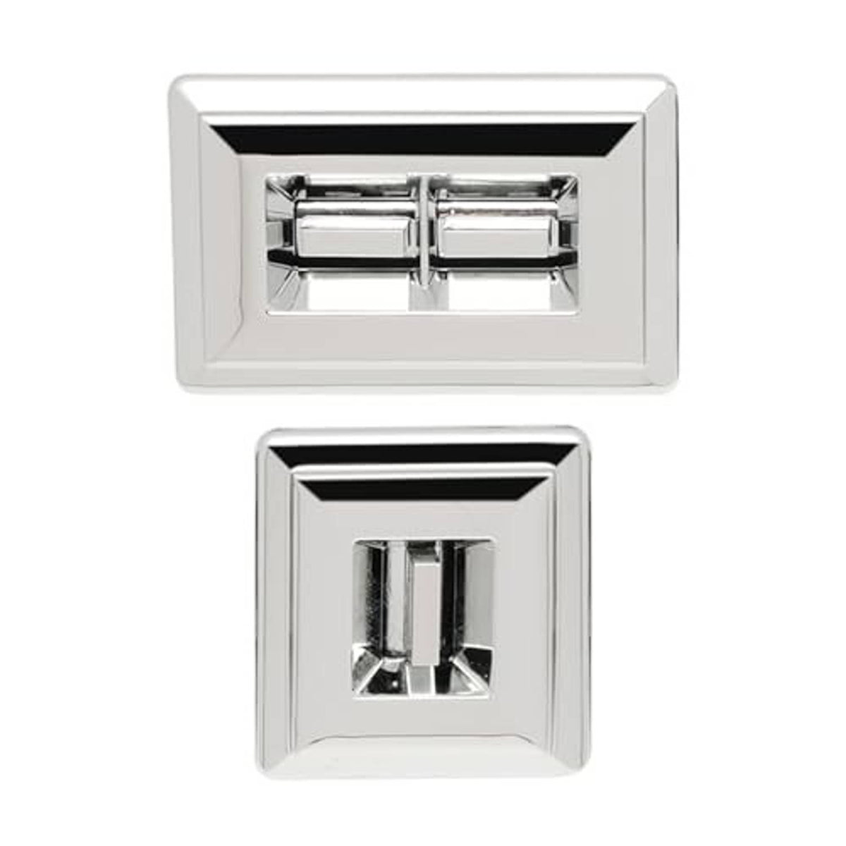 White window switch bezel with chrome rocker insert and dark black center panel