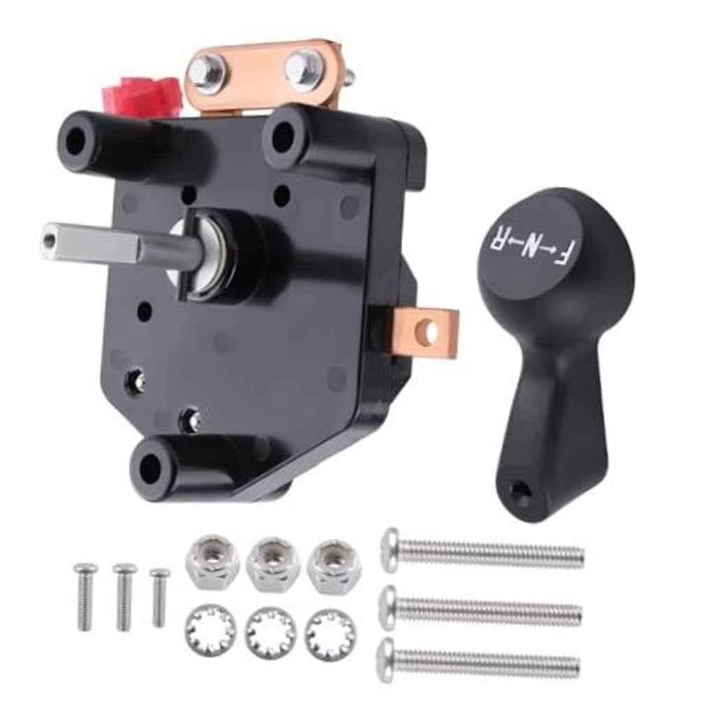 Forward-reverse switch assembly with black handle and copper mounting plate